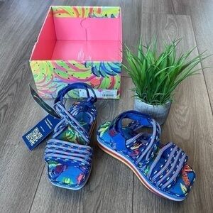 Farm Rio Platform Sandals In Blue Macaw Size 5